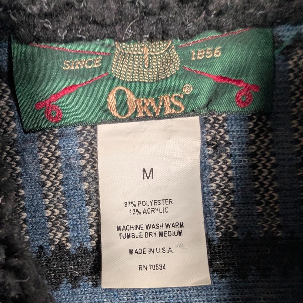 Vintage‎ Orvis Jacket Womens Medium Blue Fleece Southwestern Aztec Button USA - Picture 3 of 9